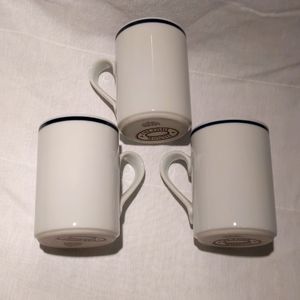 Dansk CHRISTIANSHAVN BLUE Bistro, Set of 3 Ceramic Handled Mugs, 4 1/4”
